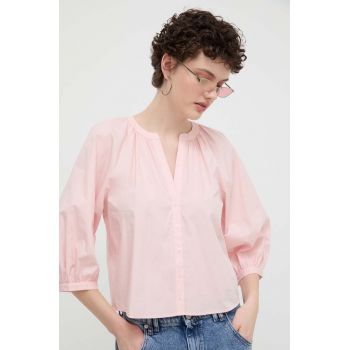 Desigual camasa din bumbac GISELLE femei, culoarea roz, regular, 24SWBW12 de firma originala