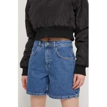 Desigual pantaloni scurti jeans SURYM femei, neted, high waist, 24SWDD82