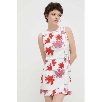 Desigual rochie HOUSTON culoarea alb, mini, drept, 24SWVW01 ieftina