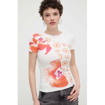 Desigual tricou ORAN femei, culoarea bej, 24SWTK96 de firma original