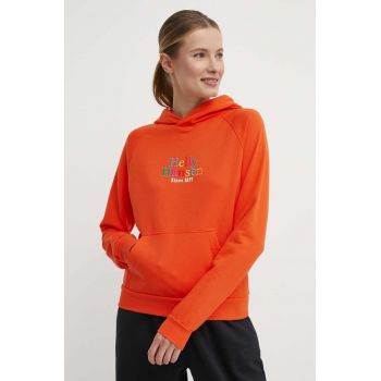 Helly Hansen bluza femei, culoarea portocaliu, cu glugă, cu imprimeu, 54239 de firma original