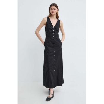 Karl Lagerfeld rochie din bumbac culoarea negru, maxi, evazati