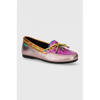 Kurt Geiger London mocasini de piele Eagle Moccasin femei, cu toc plat 9790857109
