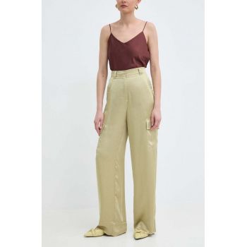 Marella pantaloni femei, culoarea verde, lat, high waist, 2413131131200 2413130000000