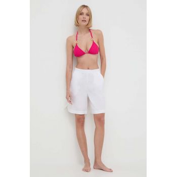 Max Mara Beachwear pantaloni scurți de plajă femei, culoarea alb, uni, high waist, 2416141019600 2416140000000 de firma originali
