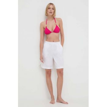 Max Mara Beachwear pantaloni scurți de plajă femei, culoarea alb, uni, high waist, 2416141019600 2416140000000