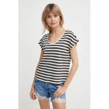 Pepe Jeans tricou din amestec de in KHLOE culoarea gri, PL505835 de firma original