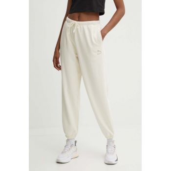 Puma pantaloni de trening din bumbac BETTER CLASSIC culoarea bej, uni, 624233 de firma original