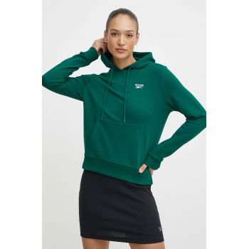 Reebok bluza femei, culoarea verde, cu glugă, neted, 100075857 de firma original