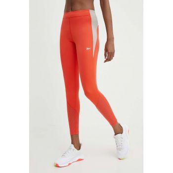 Reebok leggins de alergare Vector culoarea portocaliu, neted, 100076054