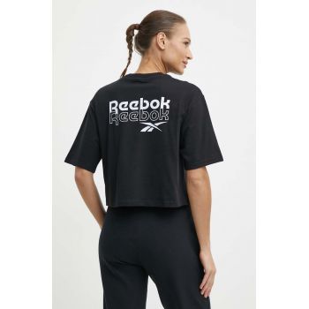 Reebok tricou din bumbac femei, culoarea negru, 100075953 ieftin