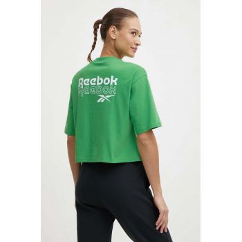 Reebok tricou din bumbac femei, culoarea verde, 100075957 ieftin