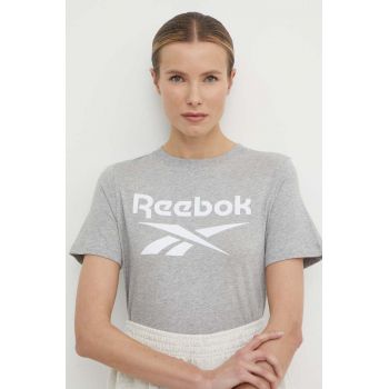 Reebok tricou din bumbac Identity femei, culoarea gri, 100034852