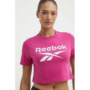 Reebok tricou din bumbac Identity femei, culoarea roz, 100037588