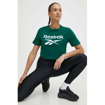 Reebok tricou din bumbac Identity femei, culoarea verde, 100076000