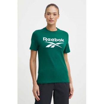 Reebok tricou din bumbac Identity femei, culoarea verde, 100076007