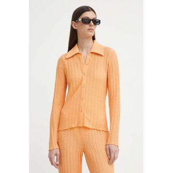 Résumé camasa AbbyRS femei, culoarea portocaliu, cu guler clasic, slim, 20471120