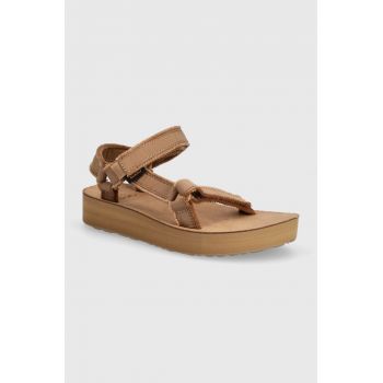 Teva sandale Midform Universal Canvas femei, culoarea maro, cu platforma, 1127570