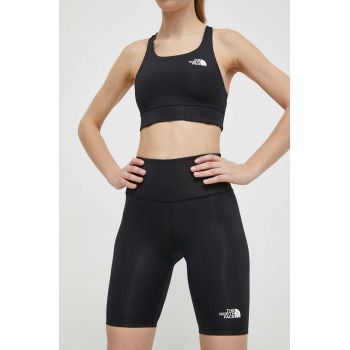 The North Face pantaloni scurti sport Flex femei, culoarea negru, neted, high waist, NF0A87JUJK31