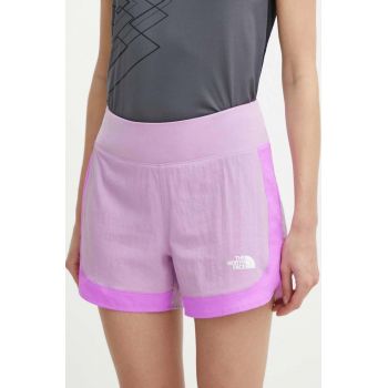 The North Face pantaloni scurti sport Sunriser femei, culoarea violet, modelator, high waist, NF0A88SETOW1 de firma originali