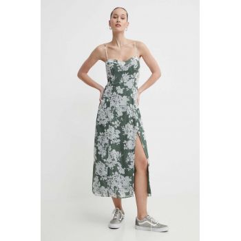 Abercrombie & Fitch rochie culoarea verde, midi, evazati