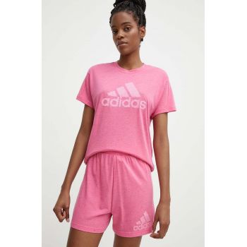 adidas pantaloni scurti femei, culoarea roz, modelator, high waist, IS3903