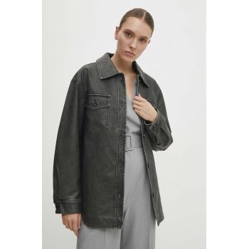 Answear Lab geaca femei, culoarea gri, de tranzitie, oversize de firma originala