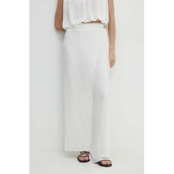 Answear Lab pantaloni femei, culoarea alb, lat, high waist