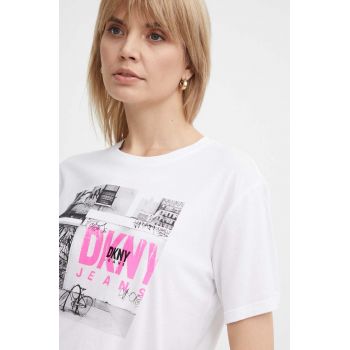 Dkny tricou femei, culoarea alb, DJ4T1056 de firma original