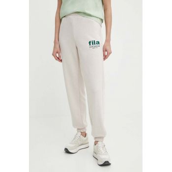 Fila pantaloni de trening Lima culoarea bej, cu imprimeu, FAW0766