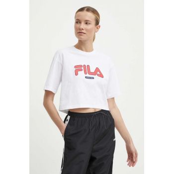 Fila tricou din bumbac Lucena femei, culoarea alb, FAW0757