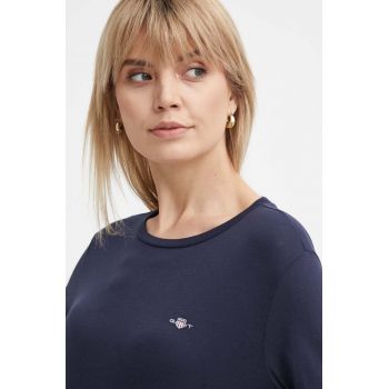 Gant longsleeve din bumbac culoarea albastru marin ieftin