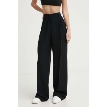 Iceberg pantaloni femei, culoarea negru, drept, high waist