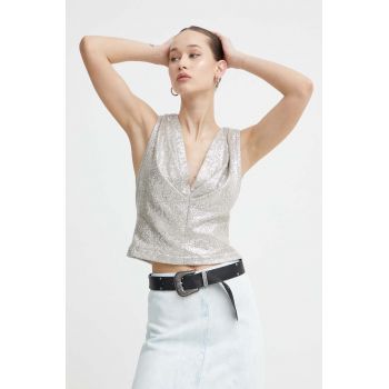 IRO bluza culoarea argintiu, neted de firma originala
