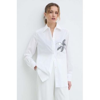 Marella cămașă femei, culoarea alb, cu guler clasic, relaxed, 2413111121200 2413110000000 de firma originala