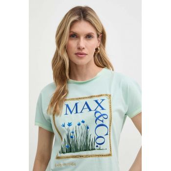 MAX&Co. tricou din bumbac x FATMA MOSTAFA femei, culoarea verde, 2416941018200 2416940000000