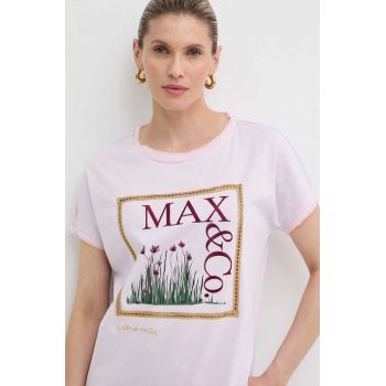MAX&Co. tricou din bumbac x FATMA MOSTAFA femei, culoarea violet, 2416941018200 2416940000000