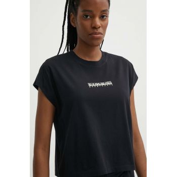 Napapijri tricou din bumbac S-Tahi femei, culoarea negru, NP0A4HOJ0411