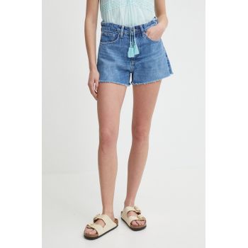 Pepe Jeans pantaloni scurti jeans A-LINE SHORT HW femei, neted, high waist, PL801111MP1 de firma originali