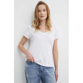 Pepe Jeans tricou din bumbac LUNA femei, culoarea alb, PL505856