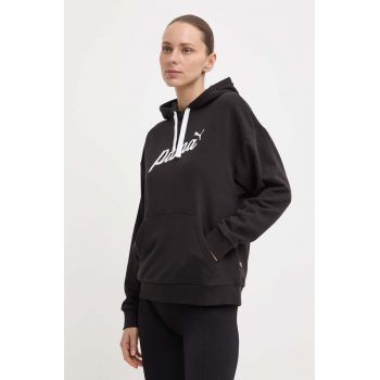 Puma bluză femei, culoarea negru, cu glugă, imprimeu, 679348 ieftin