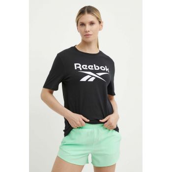 Reebok tricou din bumbac Identity femei, culoarea negru, 100034774 ieftin