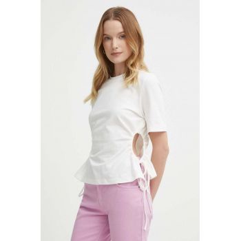 Sisley tricou femei, culoarea bej de firma original