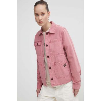 Superdry jacheta de bumbac culoarea roz, de tranzitie de firma originala