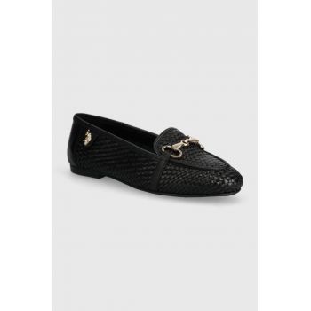 U.S. Polo Assn. mocasini de piele CHERY femei, culoarea negru, cu toc plat, CHERY001W 4L1