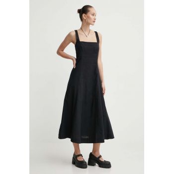 Abercrombie & Fitch rochie din in culoarea negru, midi, evazati