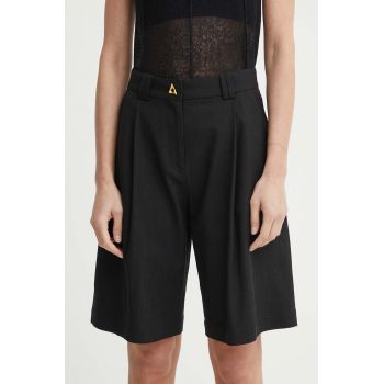 AERON pantaloni scurti SWAN femei, culoarea negru, neted, high waist, AW24RSST089474