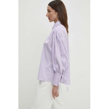 Answear Lab camasa din bumbac femei, culoarea violet, cu guler clasic, relaxed de firma originala