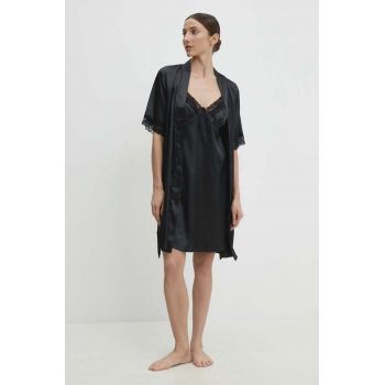 Answear Lab compleu pijama culoarea negru, satin de firma originale