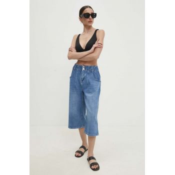 Answear Lab pantaloni scurti jeans femei, neted, high waist ieftini